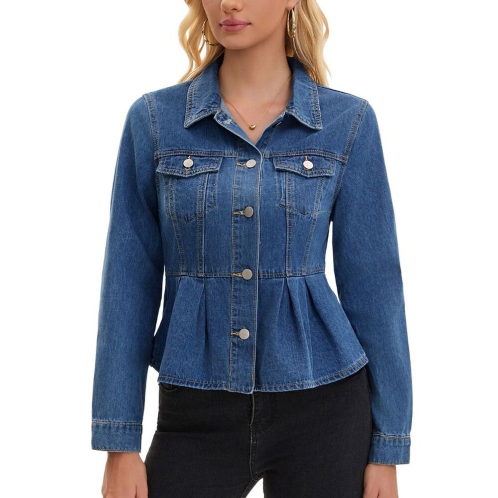 Women's Peplum Denim Jacket Blue